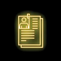 Neon icon of resumes representing job applications and recruitment process vector