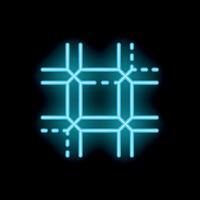Neon blue blockchain technology network glowing icon illustration vector