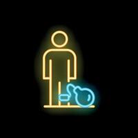 Neon sign of person attaching weights for exercise vector