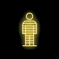 Glowing neon icon of a prisoner wearing a striped uniform vector