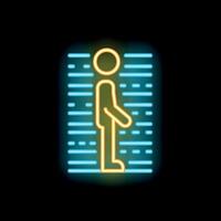 Neon icon of a man standing for police lineup or identification procedure vector