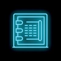 Glowing neon icon of a notebook with bookmark for note taking vector