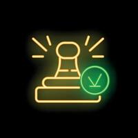 Neon stamp making a check mark on black background vector