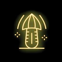 Yellow neon icon of mushroom farming with artificial light source vector
