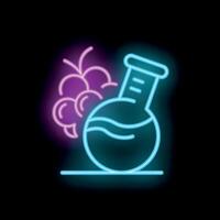 Neon sign of erlenmeyer flask with berries representing molecular gastronomy vector