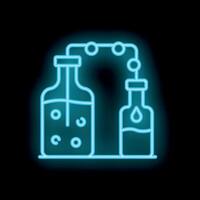 Neon icon of chemical experiment with liquid distillation process vector