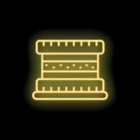 Neon icon of a stack of memory foam mattresses for comfortable sleep vector