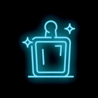 Neon icon of a clean cutting board sparkling clean