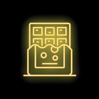 Neon sign of chocolate bar melting on dark background vector