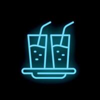 Neon sign depicting two glasses with straws on a tray vector