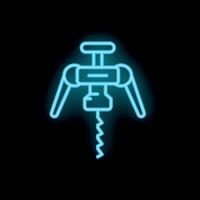 Blue neon icon of a corkscrew glowing on a black background vector