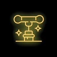Neon icon of corkscrew removing wine cork on black background vector