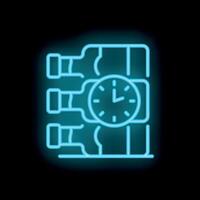 Neon clock ticking down to wine tasting event vector
