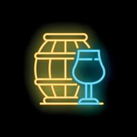 Neon sign showing beer barrel and glass for bar or pub vector