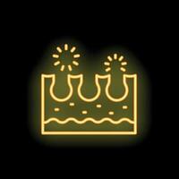 Neon icon of skin open pores with dirt and shine representing skincare and dermatology vector