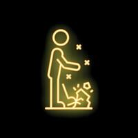 Neon style icon of human figure breaking object with leg vector