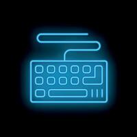 Glowing neon keyboard on a dark background is using wireless connection vector