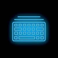 Blue neon keyboard typing new message icon on black background vector