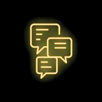 Neon style icon representing chatting with speech bubbles vector
