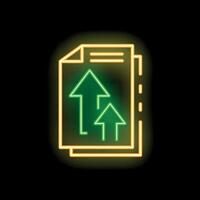 Neon upload icon glowing on black background vector