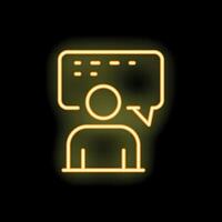Neon icon of person thinking and speech bubble displaying with text vector