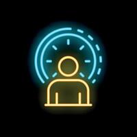 Neon icon of person managing time efficiently vector