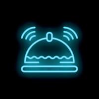 Neon reception bell icon glowing on dark background vector