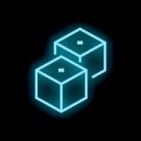Neon cubes glowing on black background representing blockchain technology vector
