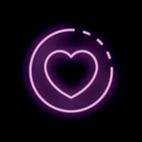Neon heart showing love and affection on black background vector
