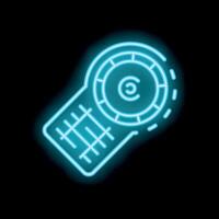 Neon icon of copyright protection software showing a padlock vector