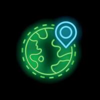 Neon sign representing the concept of global positioning system vector