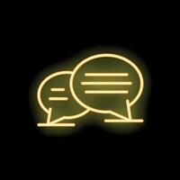 Neon speech bubbles showing ongoing communication on black background vector