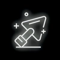 Neon cursor icon pointing with index finger on black background vector