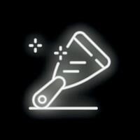 Hand holding smartphone sending neon light message on black background vector