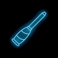 Blue neon screwdriver icon glowing on black background vector