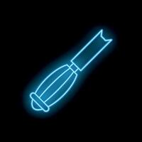 Glowing neon blue awl tool on a black background vector