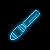 Blue neon sign of chisel for carpenter on black background vector
