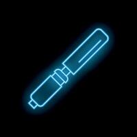 Blue neon sign of a marker pen glowing on black background vector