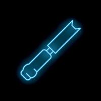 Blue neon chisel icon glowing against a black background vector