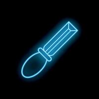 Blue neon sign showing chisel on black background vector