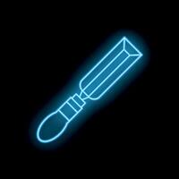 Neon chisel icon glowing on dark background vector