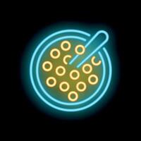 Neon sign representing a bowl with cereal and chopsticks representing asian food vector