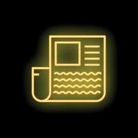 Yellow neon sign of newspaper with blank space for text on a black background vector