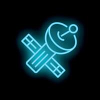 Neon satellite icon glowing on dark background vector