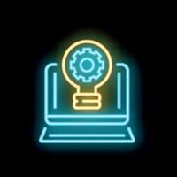 Neon icon of light bulb and cogwheel displaying digital solutions vector