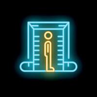 Neon sign of a person standing in a police lineup for identification vector