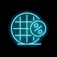 Neon icon of global interest rate with percentage symbol over globe grid on black background vector