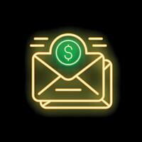 Neon icon of email envelope representing online payment processing vector