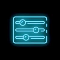 Neon icon of audio mixing console showing adjusting knobs vector