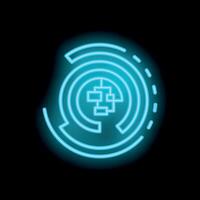 Neon icon representing global network security system vector